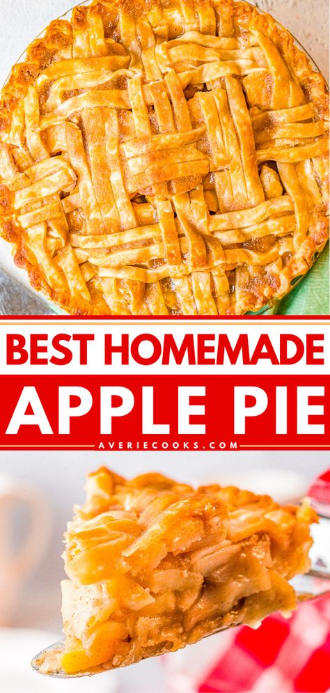 The BEST Apple Pie (From Scratch!) - Averie Cooks Apple Crisp For One, Microwave Apple Crisp, Best Homemade Apple Pie, Apple Crumble Pie Recipe, Microwave Apple, Apple Crumble Cheesecake, Best Apple Pie Recipe, Caramel Apple Crumble, Apple Pie From Scratch