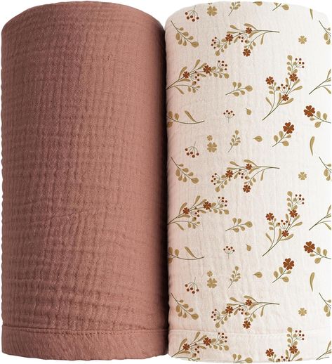 Receiving Blanket Large 47 x 47 inches, Soft Breathable Muslin Baby Blanket for Unisex Newborn(Chestnut, Floral).Affiliate #baby #blanket #newborn #essentials Blankets For Baby, Muslin Baby Blankets, Infant Photography Props, Stroller Cover, Swaddle Blankets, Muslin Swaddle Blanket, Muslin Blankets, Muslin Swaddle, Muslin Baby