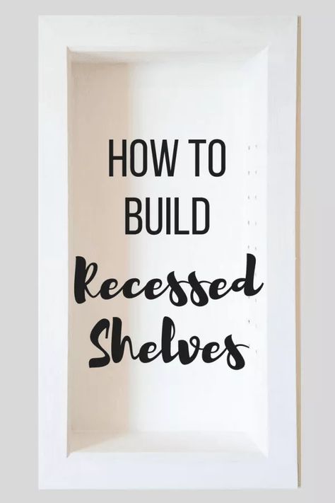 Find extra storage space inside your walls! Recessed shelves and wall niches are easier to install than you think, and add a ton of value to your home! Get the full tutorial at The Handyman's Daughter and start building! | recessed bathroom shelves | wall niche | wall storage | built in storage | adjustable storage | between the studs storage | #storage | #bathroomstorage | #niche Recessed Bathroom Shelves, Between The Studs Storage, Between The Studs, Wall Niches, Niche Wall, Recessed Shelves, Bathroom Wall Storage, Shelves Design, Wall Niche