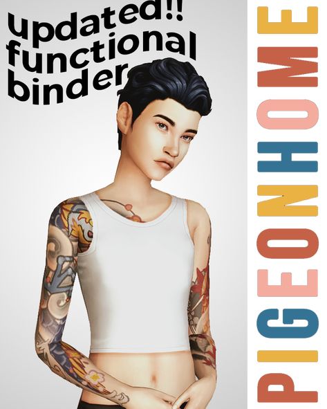 pigeonhome: functional binder by pigeonhome my... — Ridgeport's CC Finds. Chest Binder, Sims 4 Anime, Sims 4 Mm Cc, Sims 4 Cc Folder, Sims 4 Characters, Sims 4 Mm, Sims Four, Sims4 Clothes, Sims 4 Cc Packs