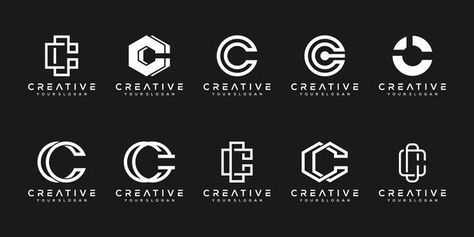 Set of creative monogram letter c logo d... | Premium Vector #Freepik #vector #logo #company #corporate-identity #branding Logos, Letter C Logo Design, C Logo Design, Letter C Logo, Origami Logo, Lettermark Logos, Hexagon Logo, Letters Logo, Clothing Brand Logos