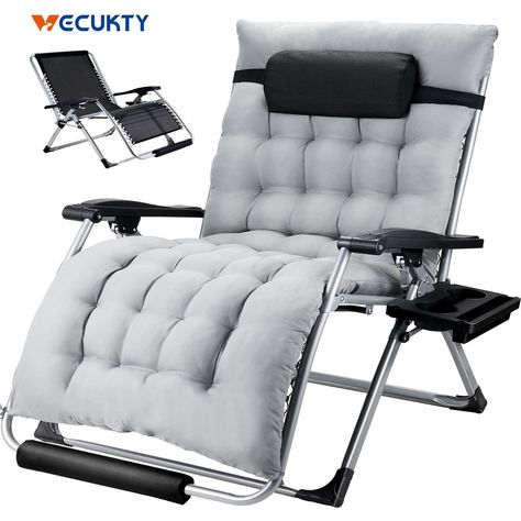 Oversized Zero Gravity Chair ,VECUKTY Oversized XXL 33IN Ergonomic Patio Recliner Folding Reclining Chair for Indoor and Outdoor,Gray - Walmart.com Deck Table, Folding Lounge Chair, Zero Gravity Recliner, Outdoor Recliner, Folding Camping Chairs, Outdoor Folding Chairs, Loungers Chair, Reclining Chair, Zero Gravity Chair