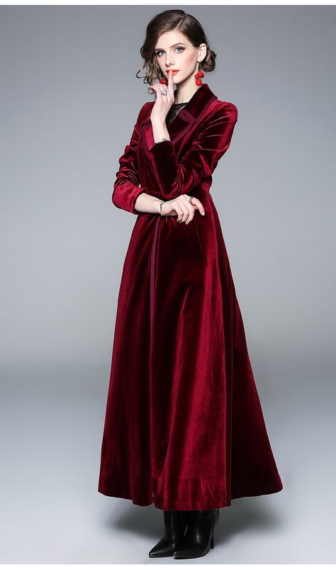 wine red trench coat women S 2XL plus size 19 autumn winter new europe and america notched collar fashion long windbreaker JD510|Trench| - AliExpress Fashion Trench Coat, Velvet Maxi Dress, Velvet Coat, Maxi Coat, Long Trench, Long Trench Coat, Winter Jackets Women, Trench Coats Women, Winter Coats Women