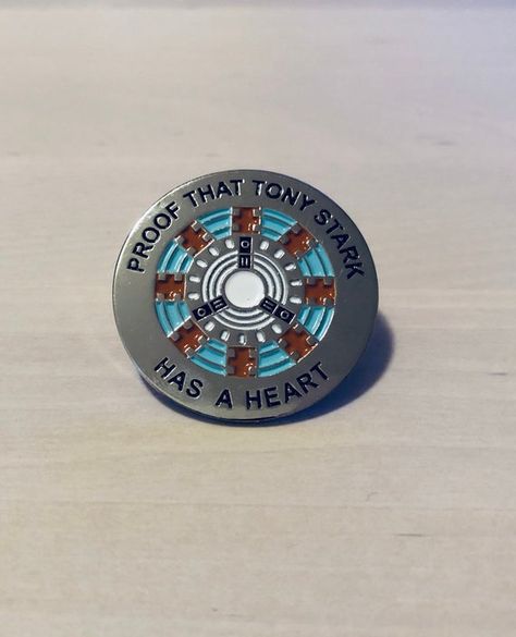 Tony Stark Has A Heart, Iron Man Gift, Heart Enamel Pin, Arc Reactor, Iron Man Avengers, Enamel Pin Collection, Jacket Pins, Book Pins, Soft Enamel Pins