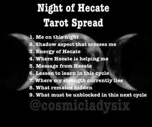 Night Of Hekate, Hekate Tarot Spread, Hecates Night, Hecate Tarot Spread, Working With Hecate, Goddess Of Witchcraft, New Moon In Scorpio, Goddess Hekate, Moon In Scorpio