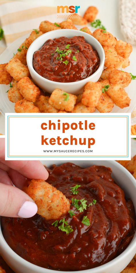 Take your plain ketchup to the next level with this THREE ingredient Chipotle Ketchup recipe! Great to dip fries or just about anything into! Black Ketchup Recipe, Black Ketchup, Spicy Ketchup Recipe, Fruit Ketchup, Chipotle Ketchup, Ketchup Recipes, Grilled Cheese Sticks, Big Mac Sauce Recipe, Mac Sauce Recipe