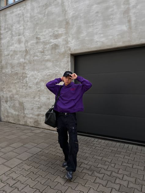 Cargo Pants, hoodie, streetwear, fashion , weekender Purple Hoodie Outfit, Dark Purple Hoodie, Hoodie Outfit Aesthetic, Hoddies Outfits, Purple Hoodie, Hoodie Outfit, Dark Purple, Outfits Aesthetic, Jeans Pants