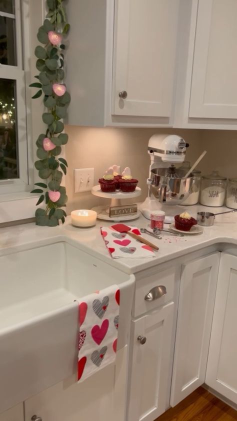 Valentines Baking and Valentines Decor #valentinesday2023 #amazonhome Valentine’s Day Decor Aesthetic, Valentines Aesthetic Decor, Valentine Kitchen Decor Ideas, Valentines Kitchen Decor, Valentine Kitchen Decor, Valentines Day Kitchen, Valentines Kitchen, Ikea Kitchen Organization, Valentines Home Decor