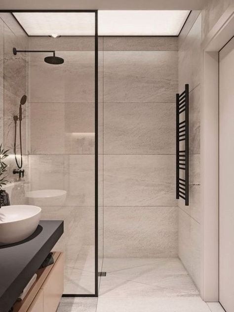 Ultra Modern Bathroom Designs for the Home | L'Essenziale Bathroom Design Large Tiles, Drømme Bad, Design Interior Baie, Dekorere Bad, Bathroom Tub, Trendy Bathroom, Small Bathroom Design, Shower Remodel, Bathroom Design Small