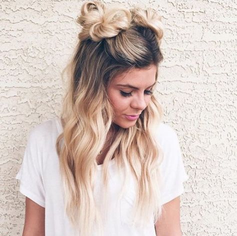 19 Fun Beauty Trends For Festival SeasonFacebookGoogle+InstagramPinterestTumblrTwitterYouTube Half Bun Hairstyles, Long Blonde, Half Up Hair, Long Blonde Hair, Hair Envy, Hair Dos, Gorgeous Hair, Half Up, Street Styles