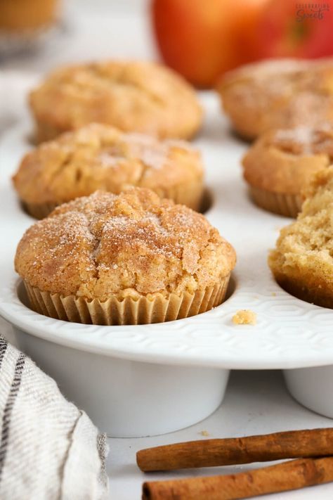 These soft and fluffy Apple Cinnamon Muffins make a delicious fall breakfast or snack. Filled with the flavors of apples, cinnamon, brown sugar, and vanilla and baked to perfection. Brown Sugar Muffins, Coffee Cake Muffin Recipes, Apple Cinnamon Muffins Recipe, Celebrating Sweets, Buttermilk Muffins, Apple Muffin Recipes, Cinnamon Icing, Apples Cinnamon, Apple Cinnamon Muffins