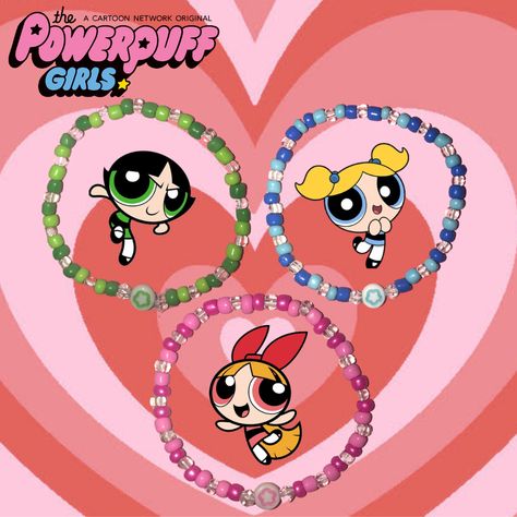 Power Puff Girls Bracelet, Powerpuff Girls Bracelet, Powerpuff Bracelet, Beaded Jewelry Bracelets, Girl Friendship, Friendship Bracelets With Beads, Lovely Flowers Wallpaper, Bead Charms Diy, Clay Bracelet