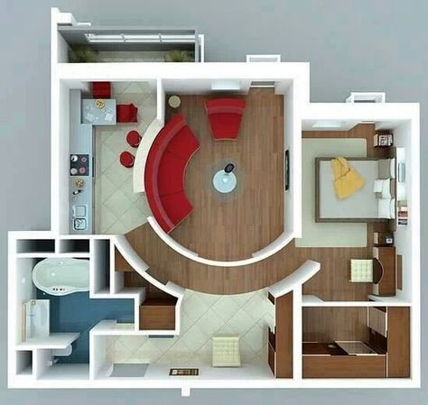 Cool house for one or couple Design Case Mici, Tiny House Layout, Apartment Floor Plan, Apartment Floor Plans, التصميم الخارجي للمنزل, Apartment Layout, Apartment Plans, Bedroom House Plans, 1 Bedroom Apartment