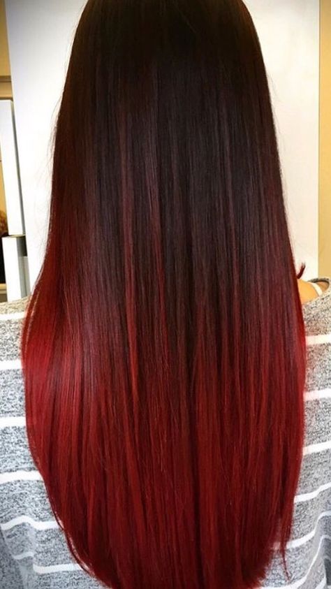 Black And Red Hair Hair Goals Color, Black And Red Hair, Black Red Hair, Red Ombre Hair, Brown Ombre Hair, Ombre Hair Blonde, Hair Color Crazy, Long Red Hair, Black Hairstyles