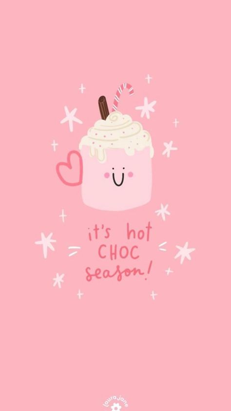 Pink Christmas Iphone Wallpaper, Cute Hot Chocolate, Cute Christmas Quotes, January Wallpaper, Holiday Wallpapers, Laura Jane, Christmas Phone Wallpaper, Wallpaper Doodle, Cute Christmas Wallpaper