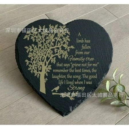 Description When you lose your beloved one, you must feel very sad. May our memorial stone remember your lost families or pets and comfort your broken heart. You can put this heart shaped Memorial Stone in your garden, at home or in the cemetery, as if your loved one with you. Features -Color:As Shown -Material:Slate -Size:20.50X20.00X1.00cm/8.06X7.86X0.39in -This memorial stone is made of slate material, sturdy and hard, not easy to break, and can with stand outdoor bad weather. -This is a memorial stone for your loved families, or pets, to remember them and cherish the memory of them. -The memorial stone has life trees patterns, and carved with sentences, which is delicate and meaningful. -The heart shape memorial stone can be placed at your home, garden, cemetery, and any other place as Garden Cemetery, Stone For Garden, Memorial Rocks, Pet Memorial Garden, Garden At Home, Pet Memorial Stones, Memorial Stones, Memorial Garden, Tree Patterns