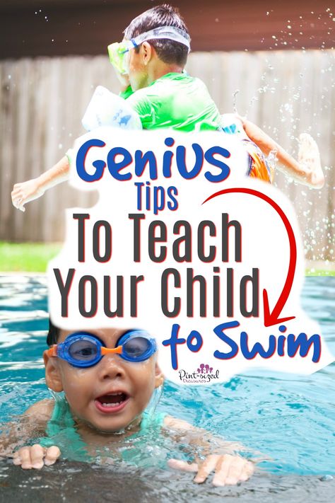 Does your child need to learn how to swim? Check out these genius parenting tips for teaching your child to swim --- even if she's scared! Creative, simple and effective, these tips are perfect for helping your child to learn how to swim fast! #parenting #swimming #teaching #kids #parentingtips #parentinghacks ##swimminglessons #pintsizedtreasures Teach Kids To Swim, How To Swim, Toddler Swimming, Swimming Lessons, How To Teach Kids, Confidence Kids, Water Safety, Smart Parenting, Learn To Swim