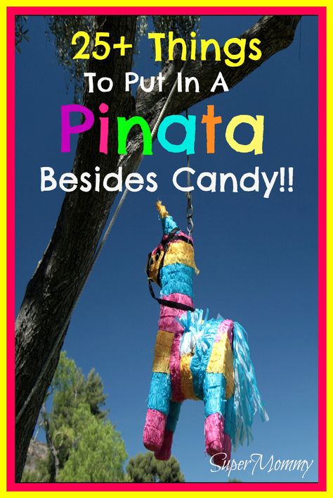 25+ Things to Put in Your Pinata Besides Candybonus idea- fill with "goodie bags" - each kid grabs 1 bag Pinata Filler Ideas, Homemade Pinata, Pinata Ideas, Birthday Pinata, Pinata Fillers, Piñata Ideas, Mini Pinatas, Diy Pinata, Birthday Tags