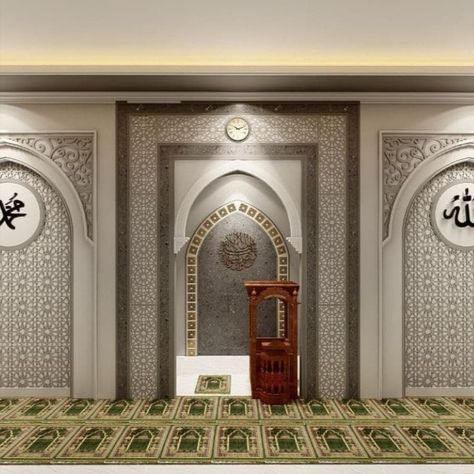 Masjid Mimbar Design, Mihrab Design Islamic Architecture, Mihrab Design Modern, Mosques Interior, Masjid Interior Design Modern, Mihrab Masjid, Mihrab Design, Masjid Design, Mosque Interior