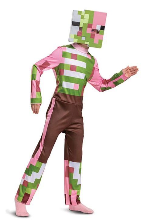 Kids Minecraft costume zombie Pigman, so you can be a hostile mob and impress your friends this Halloween. This child size Minecraft outfit is made of soft, breathable material that is safe and comfy to wear at home or with friends. This Pigman zombie Minecraft costume is sure get some likes both on social media and in real life. #CommissionsEarned #halloween21 #costumes #october Halloween Costume Jumpsuit, Minecraft Zombie, Minecraft Costumes, Costume Jumpsuit, A Character, Zombie, Halloween Costume, Minecraft, For Kids