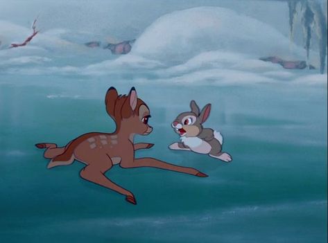 14. Bambi On the Ice Disney Christmas Crafts, Bambi 1942, Bambi And Thumper, Bambi Disney, Disney Kingdom, Disney Classics, Old Disney, Animation Screencaps, Old Cartoons