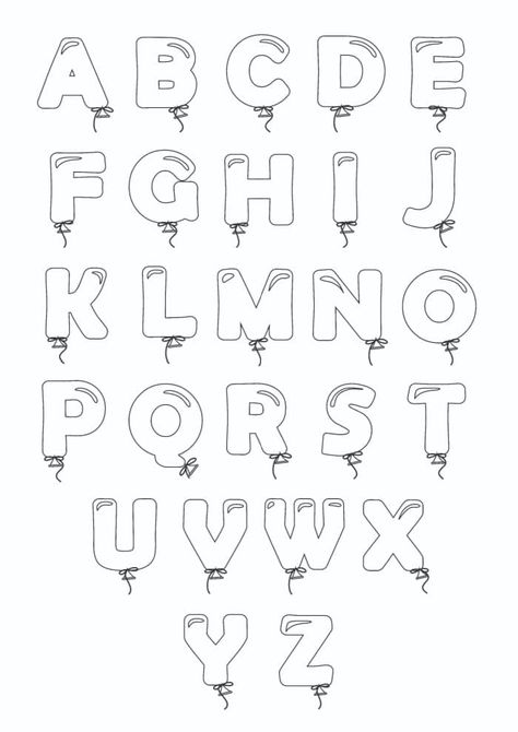 Printable Bubble Letters: Balloon Letters Set - Freebie Finding Mom Ballon Font Alphabet, Ballon Letters Drawing, Birthday Fonts Alphabet, Wildflower Balloons, Abc Lettering Fonts, Balloon Letters Drawing, Happy Birthday Bubble Letters, Balloon Lettering, Nye Birthday