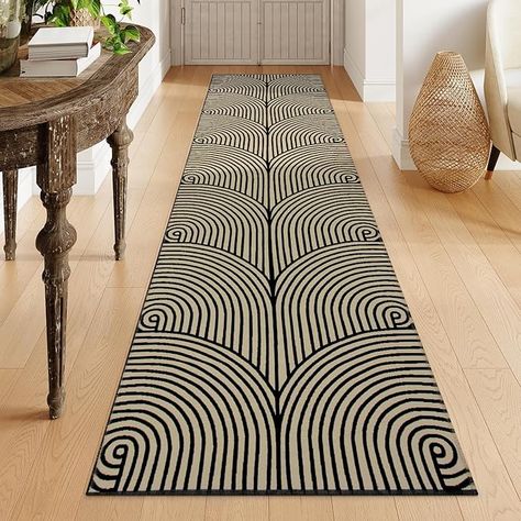 Amazon.com: Tiffasea Farmhouse Runners for Hallways 2x6 ft Washable Kitchen Rugs Floor Runner Cotton Hand-Woven Entryway Rug Reversible Outdoor Runner Rug Carpet Runners for Indoor Bedroom Bathroom : Home & Kitchen Art Deco Rugs Pattern, Black And White Entryway Decor, Entryway Runner Rug Ideas, Victorian Entrance Hall, Art Deco Entryway, Victorian Entrance, Runner For Stairs, Hallway Runner Rug Entryway, Modern Kitchen Rugs