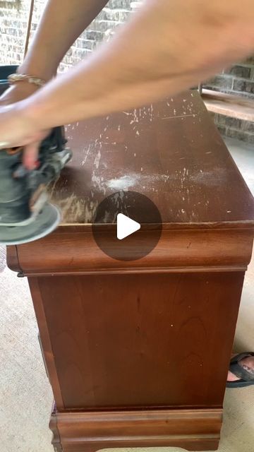 Antique Flip Ideas, Turning A Dresser Into A Bathroom Vanity, Refinish Nightstand Diy, Thrifted Furniture Makeover Ideas, Nightstand Before And After, Furniture Flip Dresser, Nightstand Renovation, Refinishing Nightstand, Diy Side Table Makeover