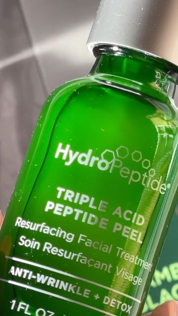 HydroPeptide Skincare on Instagram: "Triple Acid Peptide Peel 💚 Visibly renew and rejuvenate the skin with our overnight, leave-on peel. A gentle blend of hydroxy acids and peptides work to brighten, smooth and protect the skin. KEY INGREDIENTS: 🤍 Chamomile + Grape Seed Extracts Botanicals rich in antioxidants like vitamins C and E, and phenolic compounds. Both aid in hydration and provide soothing benefits. ✨ Perfection Peptide P3 Reactivates the natural desquamation process in the epidermi Vitamins C, Grape Seed Extract, Anti Wrinkle, Shampoo Bottle, Vitamins, Facial, Benefits, Personal Care, Instagram Photos