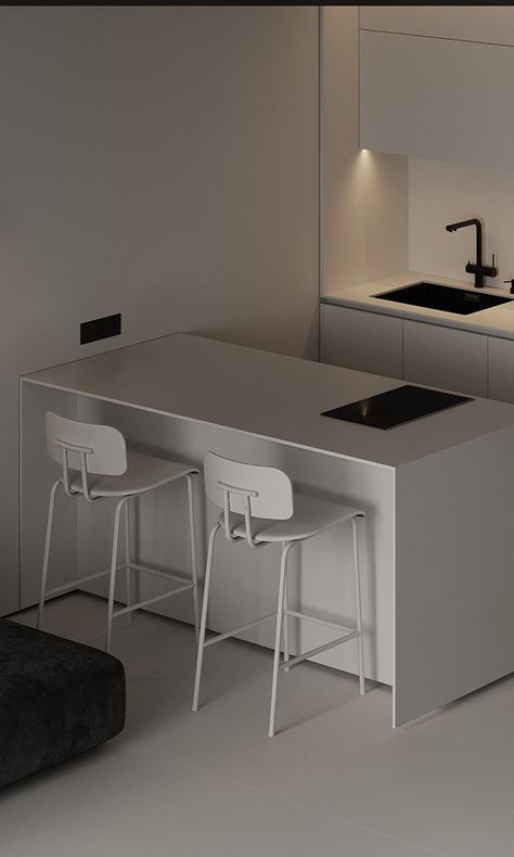 FAYNA :: Behance Minimalism Kitchen, Creative Apartment, Modern Minimalist Kitchen, Minimalist Kitchen Design, Modern Kitchen Interiors, Minimal House Design, 아파트 인테리어, Kitchen Room Design, Minimalism Interior