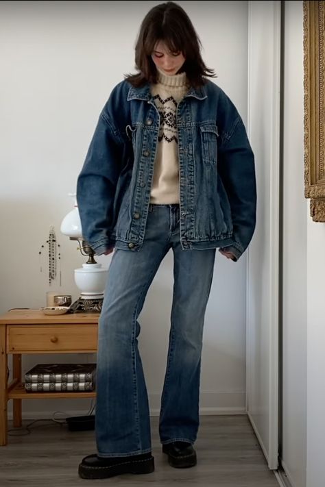 double denim Canadian tuxedo outfit Kate Brock, How To Have Style, Autumn Fits, Winter Fits, 가을 패션, Outfit Inspo Fall, Outfits Winter, Doc Martens, Fall Winter Outfits