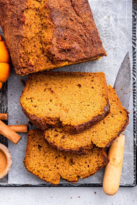 Healthy Pumpkin Bread Whole Wheat Pumpkin Bread, Wheat Pumpkin Bread, Fruit Butters, Strawberry Banana Bread, Healthy Pumpkin Bread, Bowl Meals, Pumpkin Spice Donut, Baked Oatmeal Cups, Pumpkin Pie Smoothie