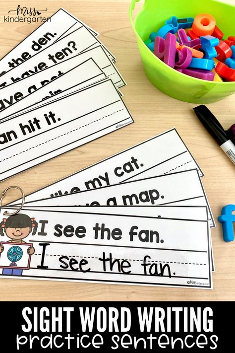 Reading Words, Sight Word Writing Practice, High Frequency Words Activities, Sentences Kindergarten, Kindergarten Writing Activities, Word Reading, Sight Word Centers, Preschool Sight Words, Writing Sight Words