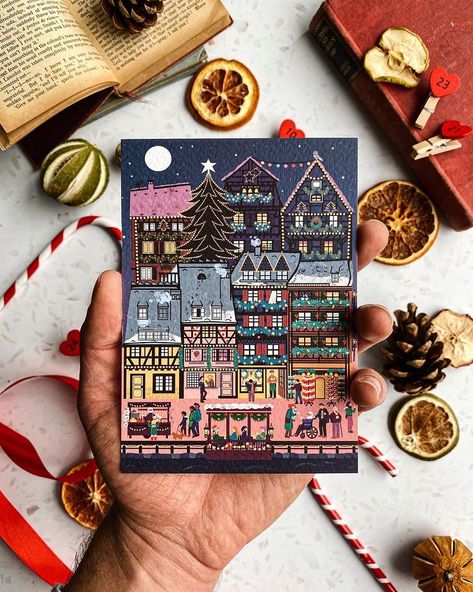 Paper and Cities on Instagram: “Christmas is coming! (and so is winter 🥶 !) Thank you SO much for all the love we are receiving for our Christmas in Colmar card this year!…” Postcards Christmas, London Postcard, Postcard Paper, City Postcard, Christmas Postcards, Christmas Post, Meme Design, Postcard Design, Christmas Card Design