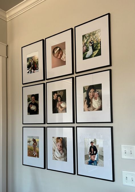 Family Photos Frame Ideas, 12x12 Picture Frame Wall, 6 Square Frame Gallery Wall, 16x20 Frame With 8x10 Mat, 12x12 Photo Gallery Wall, 12x16 Picture On Wall, 16x16 Frame Gallery Wall, Family Photo Wall Living Room, How To Fill Empty Wall Space