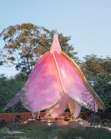 "Magnolia" Yoga Shala :: Behance Pavillion Concept Design, Flower Concept Architecture, Pavillion Concept, Flower Pavilion, Crazy Buildings, Flower Architecture, Organic Architecture Concept, Mermaid Palace, Resort Design Plan