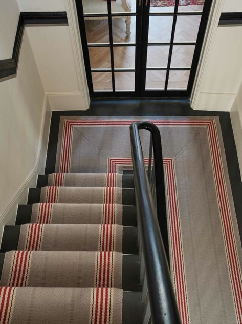 Stair Runner Inspiration Gallery Painted Stairs And Runner, Staircase Runner With Rods, Bold Stair Runner, Classic Stair Runner, Roger Oates Stair Runner, Victorian Stair Runner, Runner On Stairs With Landing, Painted Stairs With Runner, Stair Runner With Landing