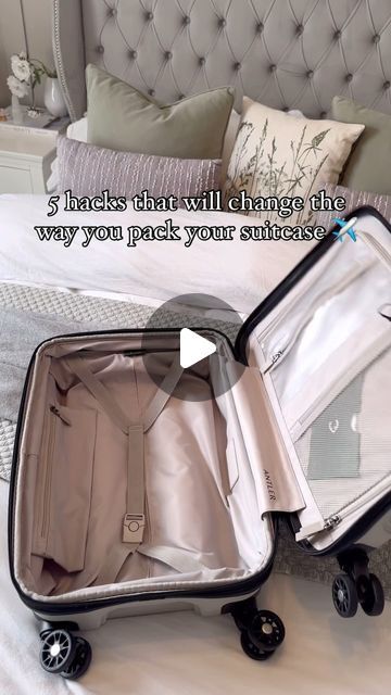 Jessica | Home & Cleaning Inspo. Creator. UGC on Instagram: "Which tip will you try first? ✈️ Today we headed off on our first family holiday, so I thought I would share some of my favourite packing hacks to help save space and time 🧳  1. Prevent necklaces from tangling by placing them through a straw  2. Use a button to keep earrings together  3. Use packing cubes to organise your holiday outfits  4. Fill your shoes with socks to save space  5. Spray perfume onto a cotton pad to keep your suitcase smelling fresh   #holidaypacking #packwithme #homehacks #cleaninghacksthatwork #cleaningtipsandtricks" How To Pack A Carry On For Winter, How To Pack A Suitcase To Save Room, Packing Hacks Travel Suitcases, How To Pack A Suitcase, Shoes With Socks, Suitcase Packing Tips, River Cruises In Europe, Packing Hacks, Packing Clothes