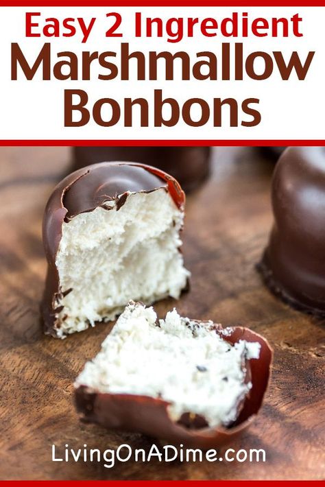 This easy 2 ingredient marshmallow bonbons recipe makes a lite fluffy chocolate marshmallow treat that is addicting! Find this and other easy 2 ingredient Christmas candy recipes here! Bonbons Recipe, Maple Syrup Candy, Almond Bark Recipes, Chocolate Covered Potato Chips, Bon Bons Recipe, Covered Marshmallows, Christmas Candy Easy, Easy Christmas Candy Recipes, Homemade Peanut Butter Cups