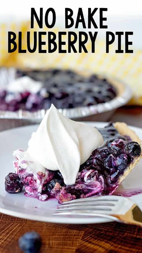 No Bake Blueberry Pie With Graham Cracker Crust, One Crust Blueberry Pie, Pie Using Graham Cracker Crust, Blueberry Pie With Graham Cracker Crust, Blueberry Pie Graham Cracker Crust, Easy Blueberry Desserts Simple, Blueberry Pie No Bake, No Bake Pies With Graham Cracker Crust, No Bake Blueberry Dessert