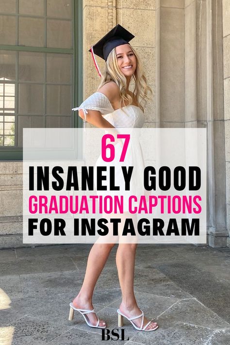 love these instagram graduation captions!! some of these are seriously hilarious! can't wait to use these this year Senior Pictures Caption, Graduation Caption Ideas, Graduation Captions, Party Captions, Prom Captions, Graduation Outfit College, High School Graduation Pictures, Graduation Dress College, Grad Outfits