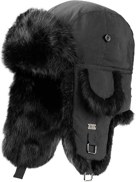 frr B-52 Aviator Hat with Rabbit Fur (Large/XL, White) at Amazon Women’s Clothing store Fur Hat Men, Trapper Hat Men, Black Bunny, Black Rabbit, Aviator Hat, Bunny Hat, Trapper Hats, Black B, Hat For Men