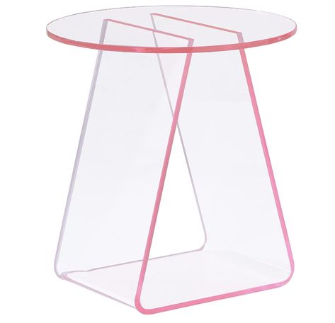 Acrylic Pink End Table 16"x16" table top 18" high Acrylic End Table, Unique Room Decor, Fabric Empire, Backyard Playhouse, Acrylic Pink, Coffee Table Living Room, Metal Pole, Mini Table, Pink Acrylics