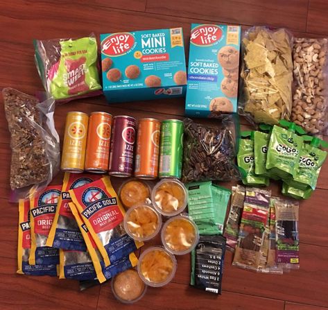 camp-food Non Perishable Food, Vegan Gluten Free Camping Meals, Just Add Water Meals Camping, Nonperishable Food List Camping, Gluten Free Vegan Camping Food, Camping Meal No Refrigeration, Non Perishable Foods, Camping Snacks, Clean Snacks