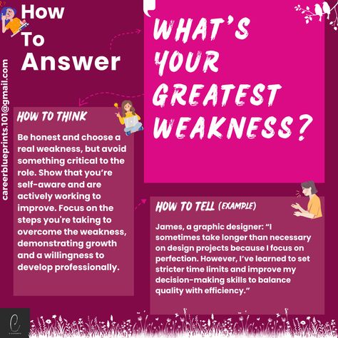 Learn how to approach the question: "What’s your greatest weakness?" Today’s post will guide you on how to frame your weakness and an example response. #WeaknessQuestion #CareerGrowth #JobSearchTips #InterviewSkills #SelfImprovement #InterviewHelp Interview Tips Weaknesses, What Is Your Weakness Interview Answer, Greatest Weakness Interview Answer, How To Answer A Question In A Complete Sentence, Why Do You Want To Work For Us Interview Answer, Interview Help, Interview Skills, Decision Making Skills, Job Search Tips