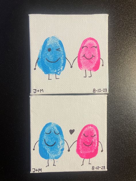 Thumb Couple Painting, Thumb Painting, Thumb Art, Thumb Prints, Couple Painting, Art Couple, Couple Art, Just For Fun, Art Painting