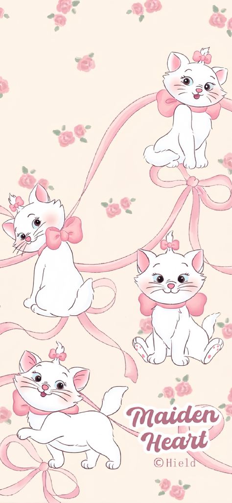 Marie Cat Aesthetic Wallpaper, Disney Marie Wallpaper, Marie Wallpaper Disney, Marie Cat Wallpapers, Marie Aristocats Wallpaper, Marie Wallpaper, Happy Birthday Disney, Wallpaper Gatos, Wallpaper Wa