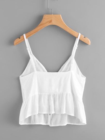 Camisola con cordones con ojales con bordado simétrico-Spanish SheIn(Sheinside) Crop Cami Top, Crop Top Dress, Spring Outfits Women, Cami Crop Top, White Crop, Cami Top, Dress For Women, Top Dress, Cami Tops