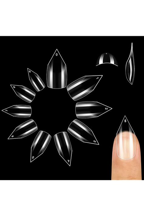 NOVO OVO 500 pcs Transparent Arrow Head Shape Mountain Peak Edge Pointed Sharp Stiletto Eagle Claw Nail tips Full Cover False Fake Nail Extension 10 Sizes Acrylic Nails for Nail Salon and DIY Nails Extension, Short Stiletto, French Manicure Nails, Arrow Head, Eagle Claw, Claw Nails, Mountain Peak, Fake Nail, Cat Claws