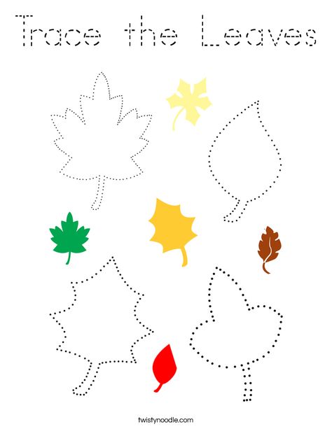 Trace the Leaves Coloring Page - Tracing - Twisty Noodle Leave Fall Activities, Leaf Tracing Preschool, Leaves For Preschool, Leaf Pictures For Kids, Leave Activities For Toddlers, Leaves Crafts For Toddlers, Leaves Preschool Activities, Leaf Tracing, Fall Leaves Preschool